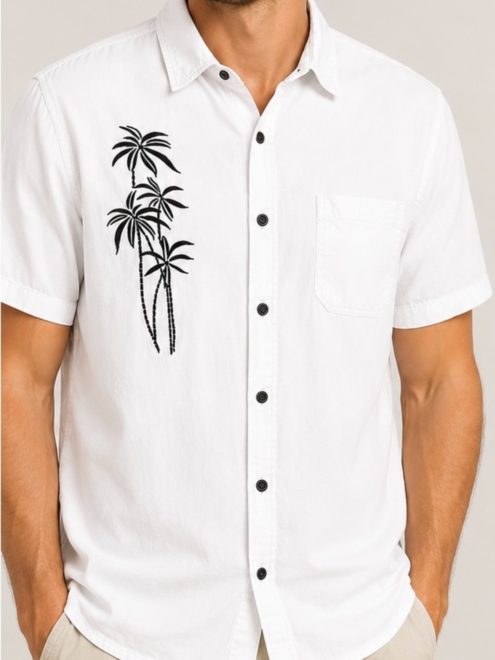 Cotton Collection White Button-Up T-Shirt